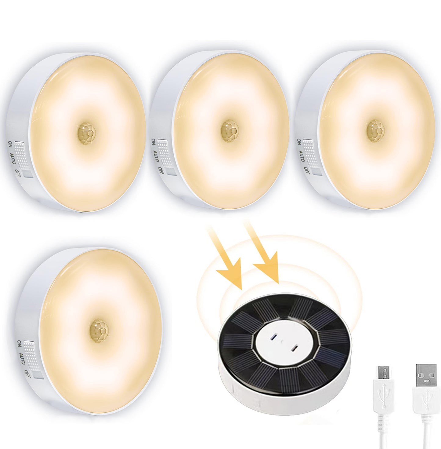 人感センサーライト 8LED USB充電 ソーラー充電 兼用 A103