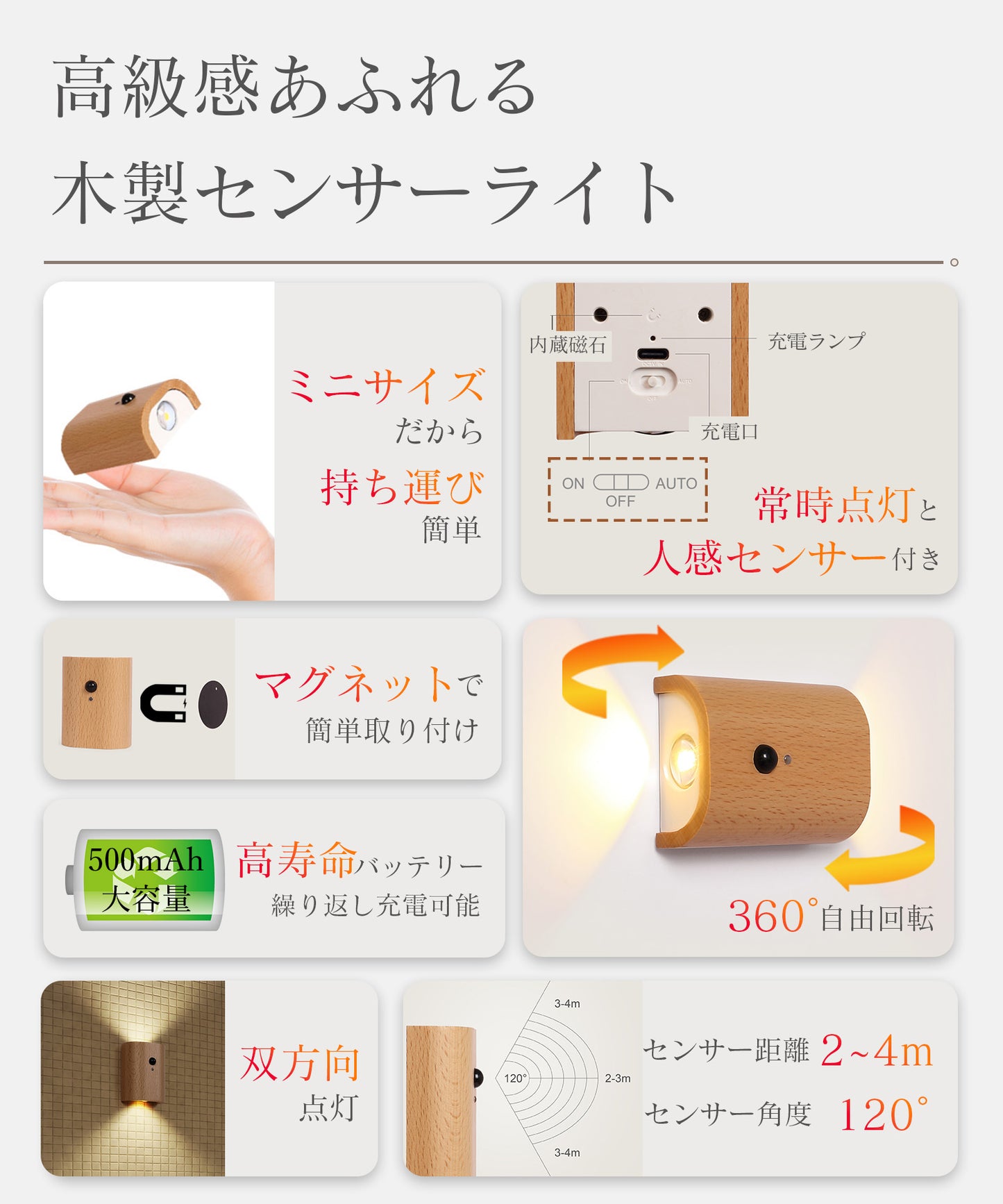 木製センサーウォールライト A141
