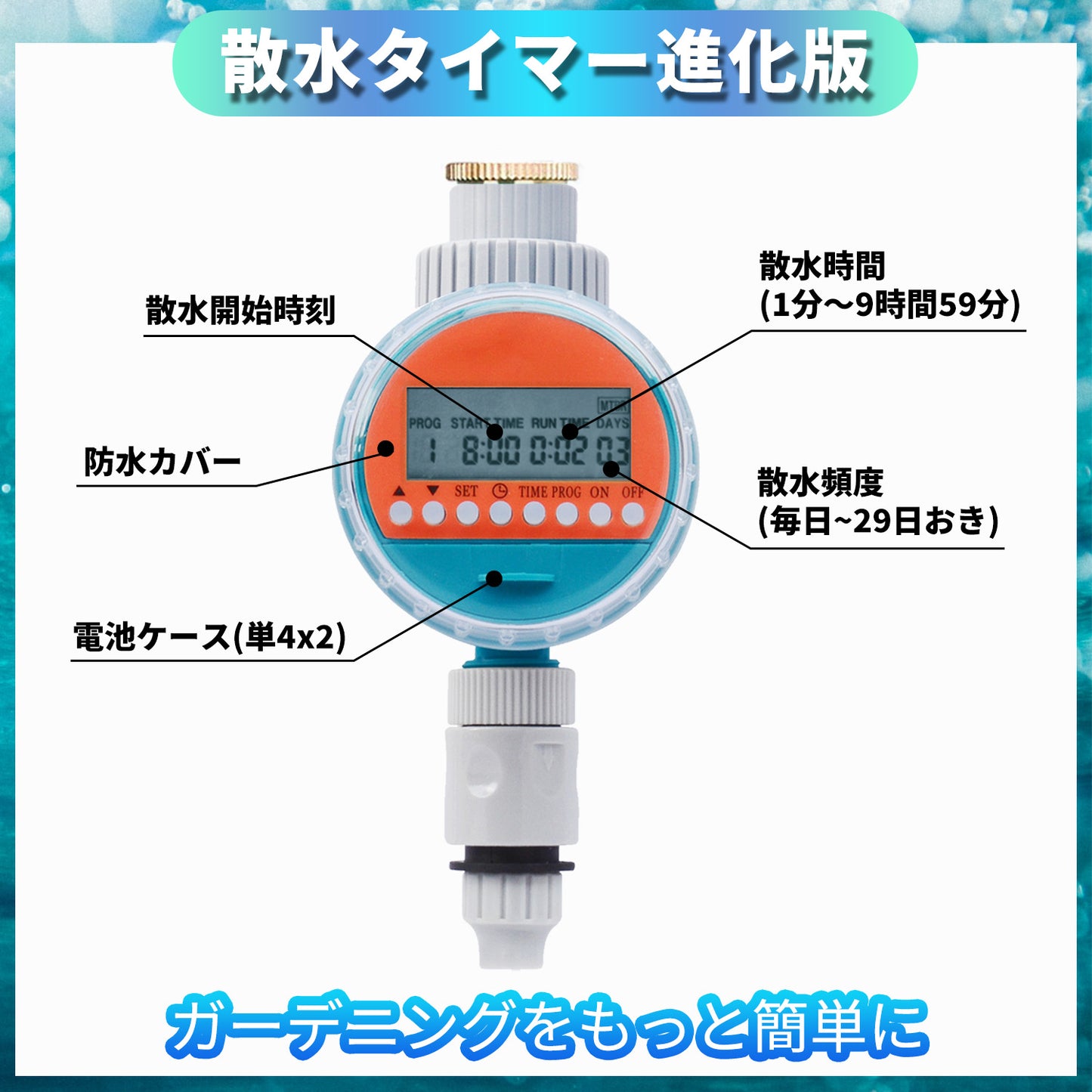 散水タイマー 8パターン 単品販売 B002