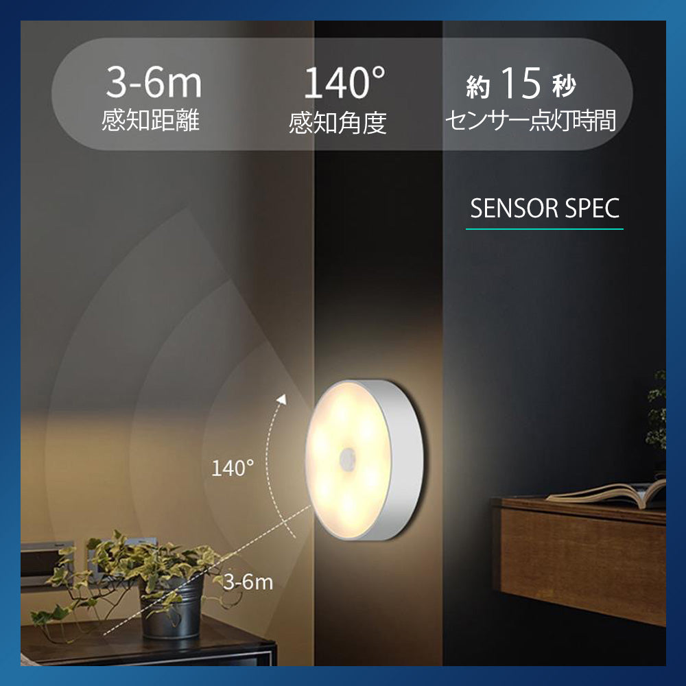人感センサーライト 8LED USB充電 ソーラー充電 兼用 A103