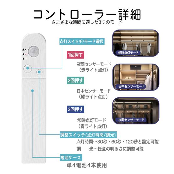 テープライト 人感センサー 乾電池 USB給電 兼用 A081